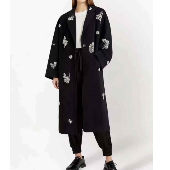 Cinq A Sept Gravis Ivy Embellished Coat Black Wool - Picture 6 of 7